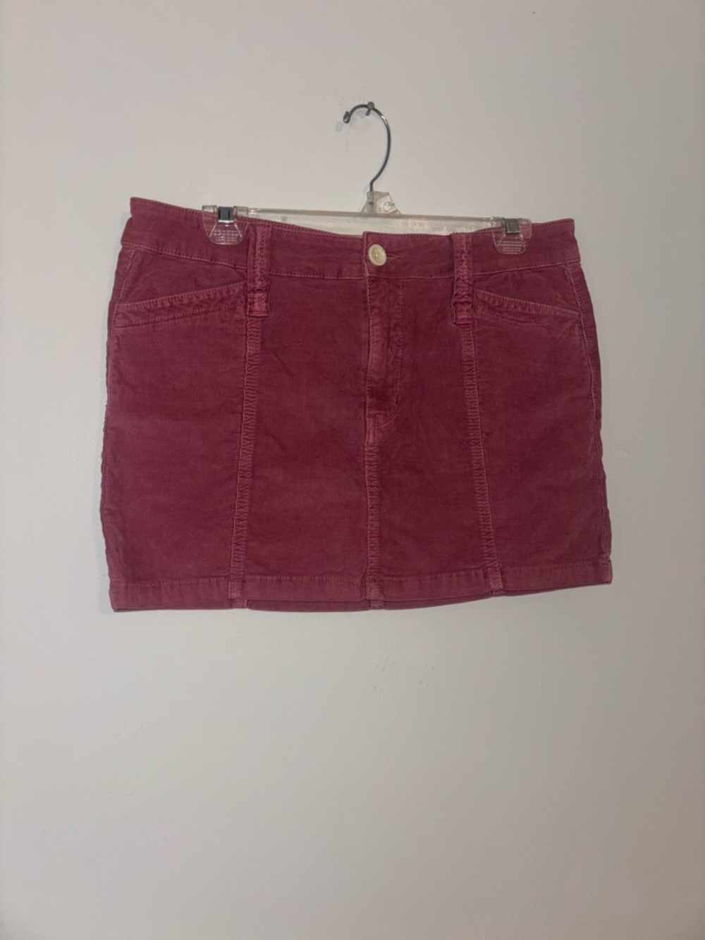 Free People Corduroy Mini Skirt in Berry